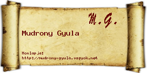 Mudrony Gyula névjegykártya